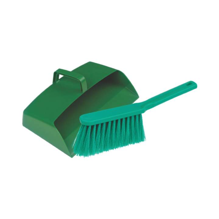 ENCLOSED DUSTPAN & BRUSH SET GREEN - Set