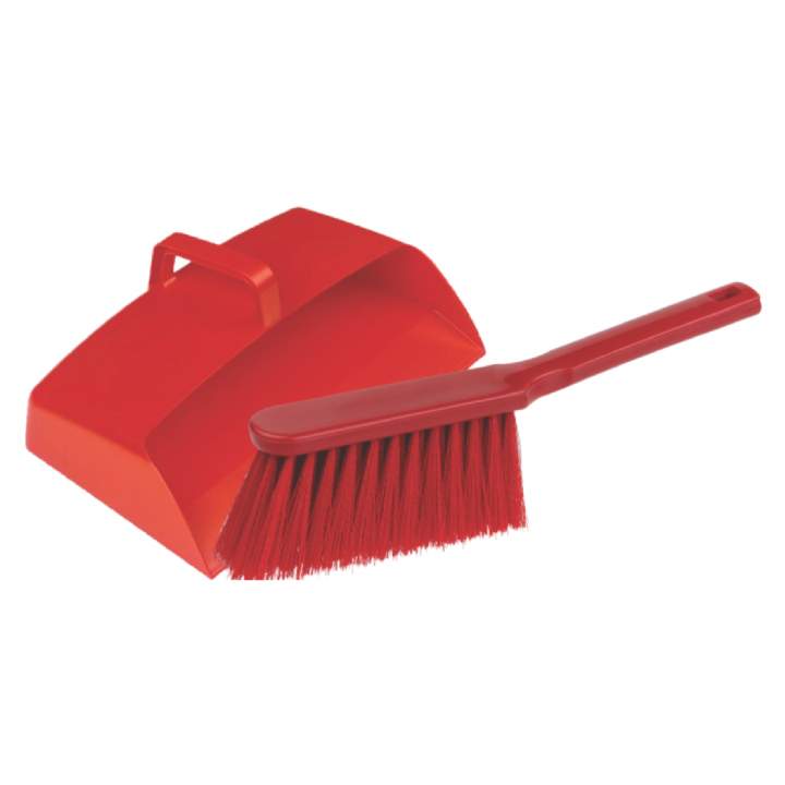 ENCLOSED DUSTPAN & BRUSH SET RED - Set