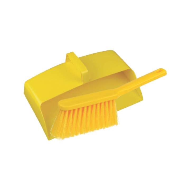 ENCLOSED DUSTPAN & BRUSH SET YELLOW - Set